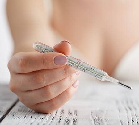 Temperature measurement in a natural family planning method.